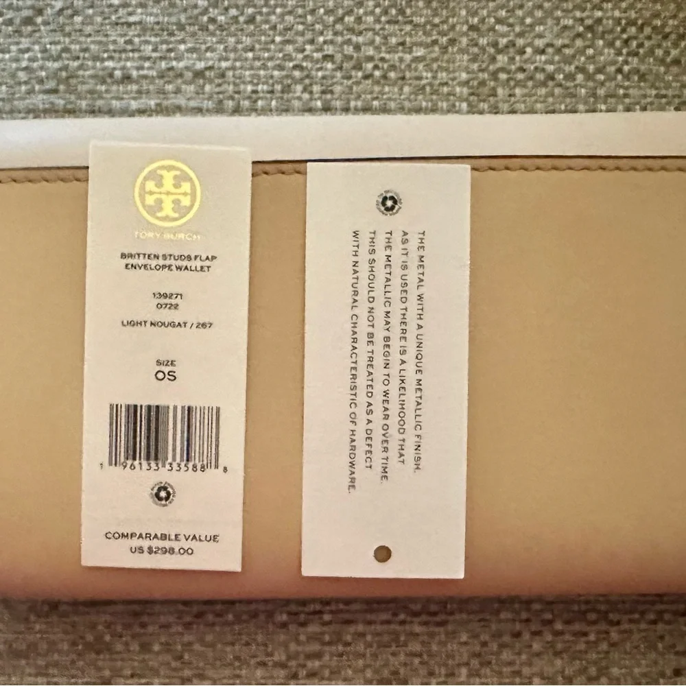 Tory Burch Britten Studs Set Light Nougat Bag + Wallet RARE Matching‎ Set